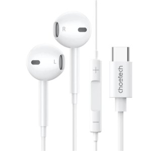 Casti In-Ear cu fir Choetech OC-A012-WH USB-C microfon reglare volum alb EARPHONE-OCA012-CHO