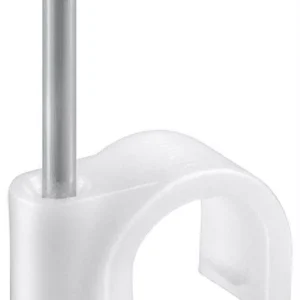 Cleme clips fixare cablu rotund plastic cu cui 4mm alb 100buc Goobay