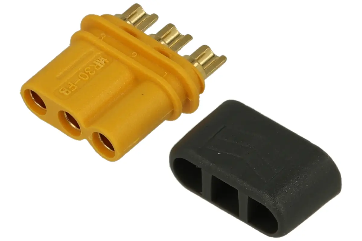 Conector alimentare DC mufa MR30 mama 3pin 15A 500V lipire pe cablu AMASS MR30-FB
