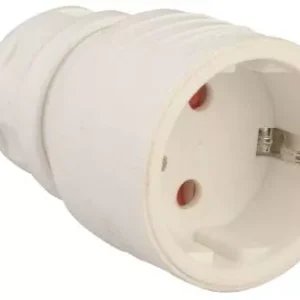 Cupla Schuko mama cu inel de prindere iesire laterala alba 16A 3500W Well