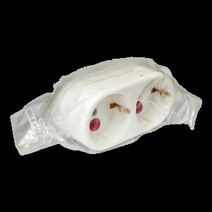 Dublu stecher 2x SCHUKO 16A 3500W alb/rosu VE12000 LAVA Sokets