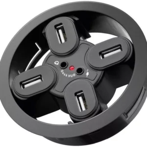 Hub USB 2.0 4 porturi +iesiri audio montabil in birou Goobay