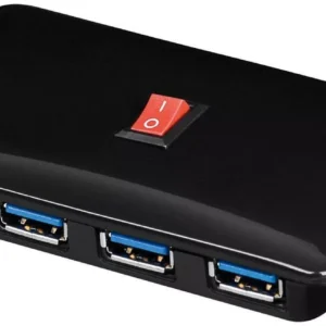 HUB USB 3.0 la 4x USB +alimentator tata-mama negru GOOBAY