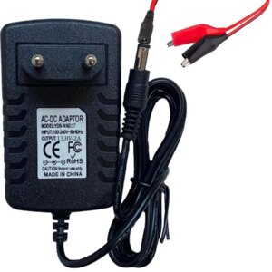 Incarcator 13.8V 2A pentru acumulatori 12V plumb acid/gel cu mufa 2.1x5.5mm + cablu cu crocodili (547)