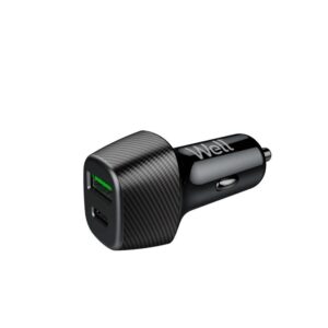 Incarcator auto Well 51W 1x USB type C PD 33W PPS + 1x USB-A QC 18W negru PSUP-USB-CPQ5101BK-WL