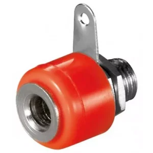 Mufa banana mama rosu 4mm cu surub pe panou Goobay