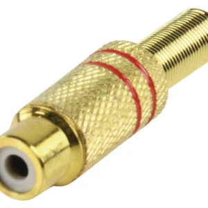 Mufa RCA mama protectie aurit metal inel rosu Valueline