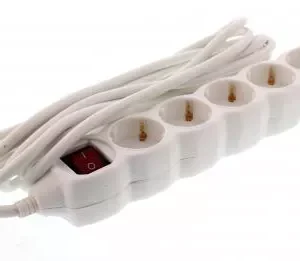 Prelungitor 6 prize 5m alb cu intrerupator cablu 3xG1.5mmp Well