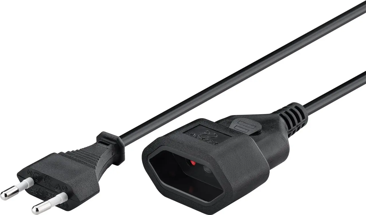 Prelungitor Euro Tip C CEE 7/16 mama-tata 2m negru 2x0.75 mm Goobay 64616
