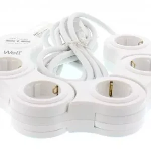 Prelungitor reglabil 5 prize 3m cablu 3xG1.5mm2 16A 3500W cu incarcator USB Well