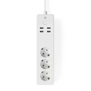 Prelungitor Smart WiFi 3 prize schuko 4x USB 1.8m 3680W 16A Nedis