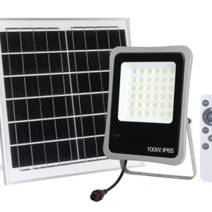 Proiector solar Well 100W 1200lm lumina rece 6500K cu panou solar 15W 350x350x17 mm