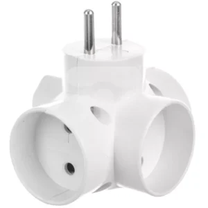 R-43 Conector AC supply splitter Layout 2P Type round flat white TIMEX-ELEKTRO