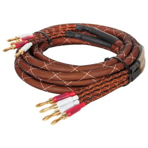 Set 2 cabluri difuzor 3m 15AWG 1.45mm2 cupru /nailon /cu mufa banana Kruger&Matz KM0335
