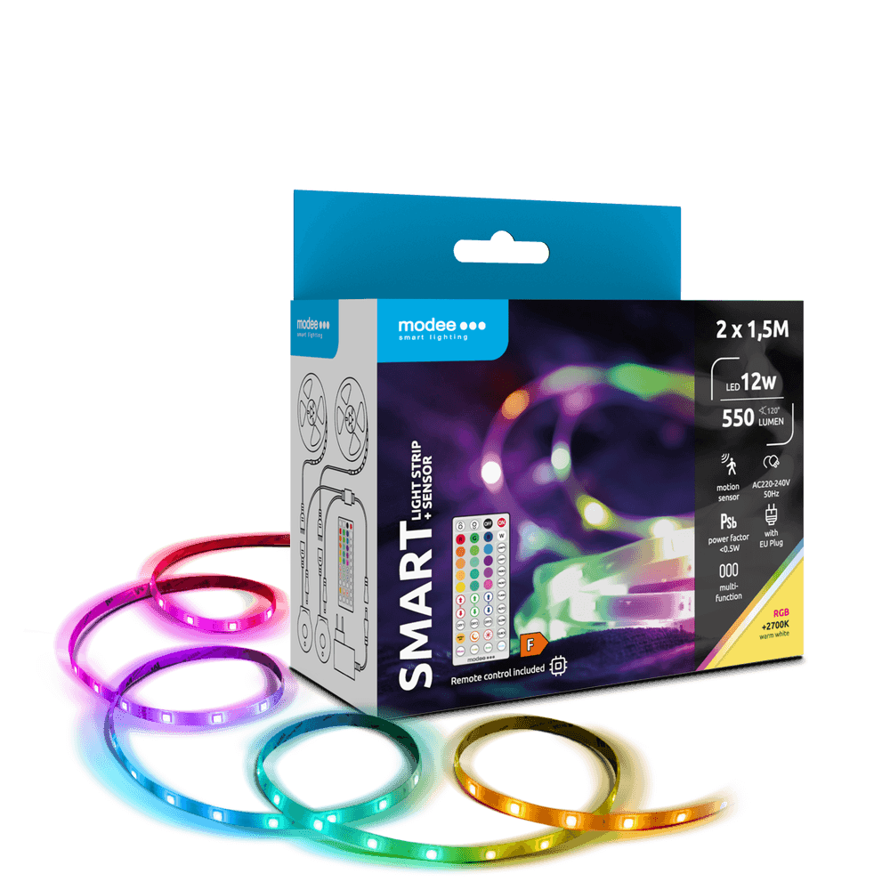 Set 2x1.5m banda LED Smart Modee 12W senzor de miscare cu telecomanda 2700K +RGB 550lm IP20 MSL-LS12W2X1,5MRGB2700KS-R