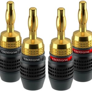 Set 4 mufe Banana 4mm Premium Clicktronic Conexiuni Audio de Inalta Calitate pentru cablu 6.0mm2 52546