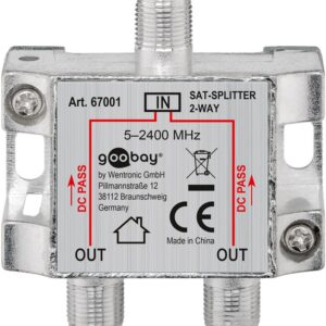 Splitter SAT 2 iesiri pentru dispozitive prin satelit 5-2400MHz Goobay 67001