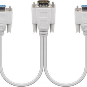 Splitter VGA 15 pini tata la 2x VGA mama 15 pini crem