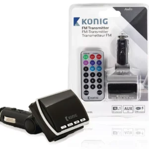 Transmitator Konig FM negru cu telecomanda